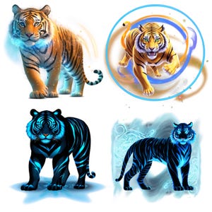 Tigres fantastiques -5 fichiers zippés avec 10 cliparts PNG