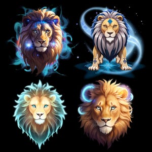 Fantasy Lions - 10 cliparts PNG zippés
