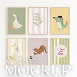 Set of 6 Gallery Frames Mockup 6 Frames PSD Wall Art Frame Mock ups Frames Boho Wood Frame Mockups JPEG Six Frame Mockup PNG Din A4 A3
