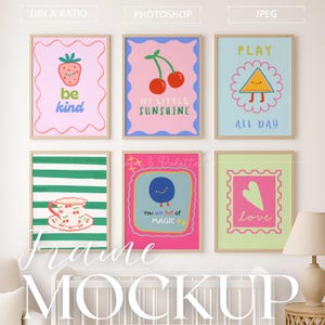 Boho Nursery Frames Mockup: A3 A4 Vertical Poster Set (PSD, JPEG, PNG for Canva)