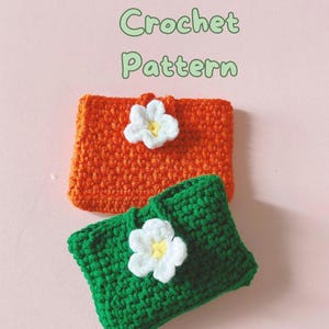 My daisy on  Card Holder Coin purse Crochet Pattern PDF, Crochet pattern for gift, Crochet pattern earbuds hold for gift, Crochet wallet