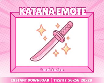 Katana Sword Weapon | Pink Twitch Emote For Streamers | Twitch, Youtube & Discord | Pink, Cute, Girly