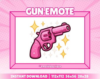 Pinke Pistole Pistole Waffe | Twitch Emote | Für Streamer, Twitch & Discord | Rosa, Niedlich, Girly