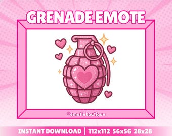 Pink Grenade Weapon | Pink Twitch Emote For Streamers | Twitch, Youtube & Discord | Pink, Cute, Girly