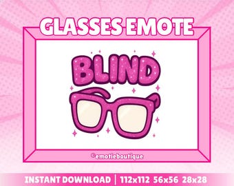 Glitzer Rosa Brille Blind | Twitch Emote | Für Streamer, Twitch & Discord | Rosa, Niedlich, Girly