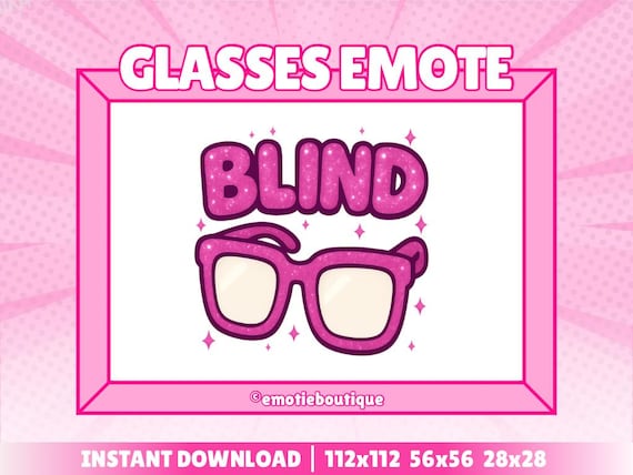 Glitzer Rosa Brille Blind | Twitch Emote | Für Streamer, Twitch & Discord | Rosa, Niedlich, Girly