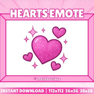 Pink Emote Hearts | Pink Twitch Emote For Streamers | Twitch Emote Youtube Emote Discord Emote| Pink, Cute, Girly