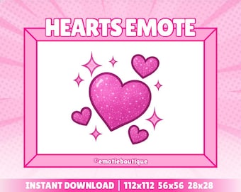 Pink Emote Hearts | Pink Twitch Emote For Streamers | Twitch Emote Youtube Emote Discord Emote| Pink, Cute, Girly