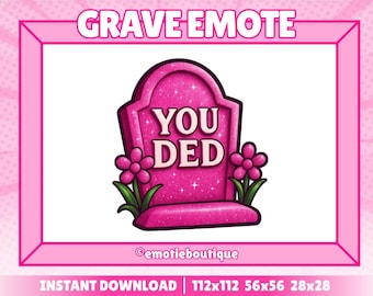 Pinkes Grab Twitch Emote, Pinkes Emo RIP Emote, Girly Emote ""Tot"" für Twitch Streamer, Süßes Emote für Discord, Youtube Emote."