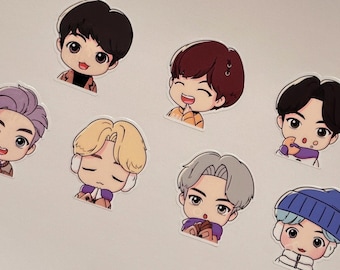 Bangtan Inspired Chibi Stickers | 7pcs Die Cut Vinyl Decals