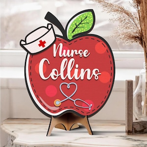 Personalized Nurse Apple Sign: Custom Name, RN/LPN Gift