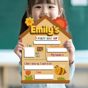 First and Last Day School Sign for Kids Personalized House Photo Prop Board Student Milestone Reusable Gift for Back to School Journey