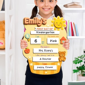 My First Day Of School Sign for Kids Personalized House Photo Prop Board Student Milestone Reusable Gift for Back to School Journey