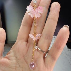 車用サンキャッチャーチャーム クリスタルドロップ カーチャーム ピンク 桜 フラワー リアビューミラーアクセサリー 車の葉っぱ装飾 カーハンガー 彼女のお母さんへのギフト