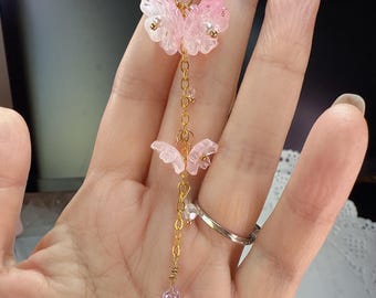 car sun catcher charms crystal drop car charm pink Sakura flower rear view mirror accessories car leaf decor car hanger gift for her mom