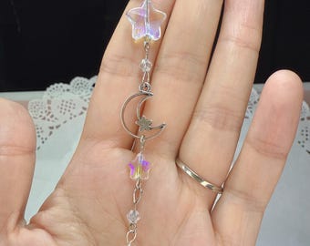 Star moon car charms crystal car charms clear star rear view mirror accessories car  decor car hanger gift for her girlfriend