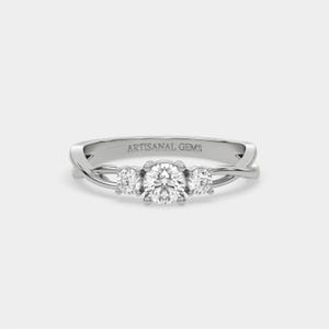 0.5CT Three-Stone Round Brilliant Lab Grown Diamond Ring with Twisted Band