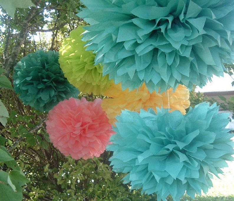 10 Tissue Paper Pom Poms Wedding Decorations Baby Bridal Etsy