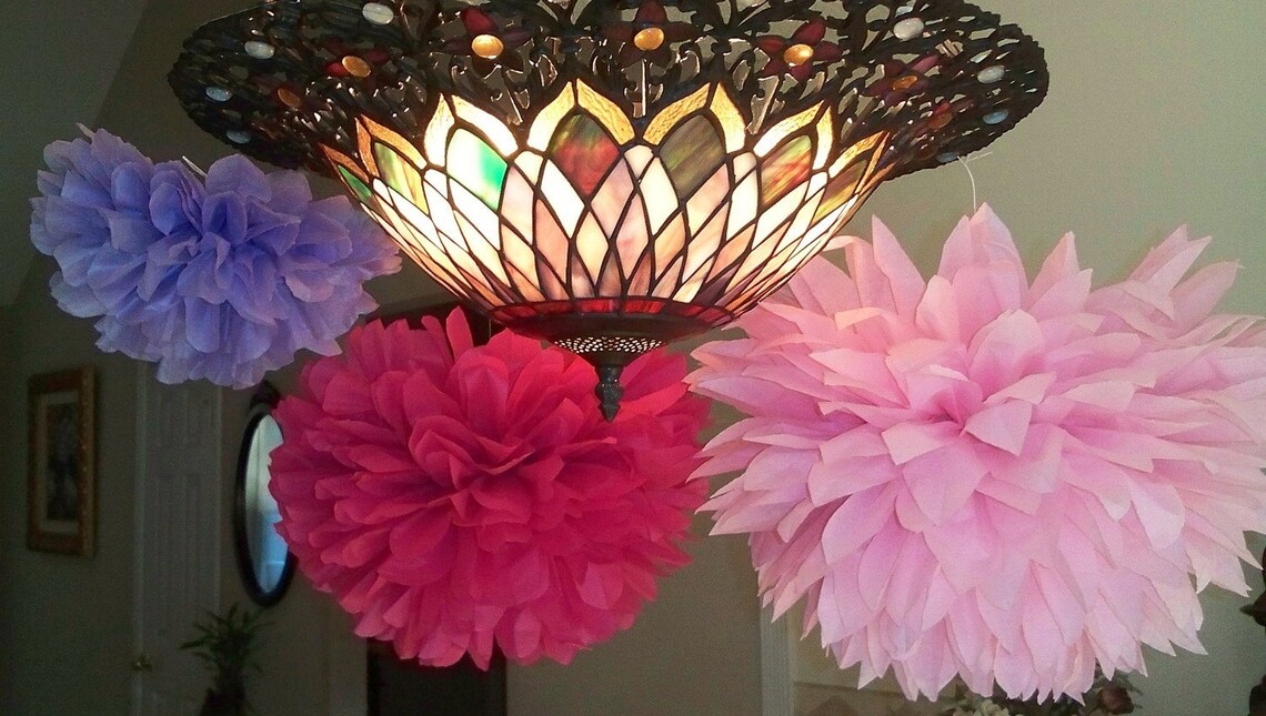 4 Tissue Paper Pom Poms Wedding Decorations Baby Bridal Etsy