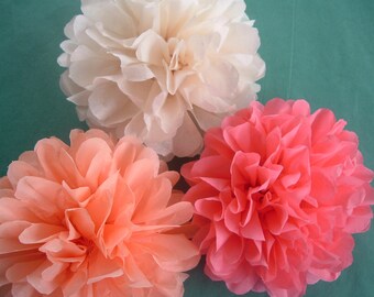 Tissue paper pom poms, Wedding decorations, Baby shower, Wedding anniversary, Bridal party, Party decorations. Set of 10