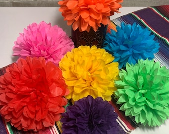 Tissue Paper Pom Pom Flowers, Mexican Fiesta Decor