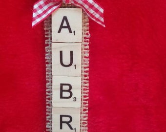 One Custom Scrabble Ornaments. Wooden tile name ornaments. scrabble ornament, personalized ornament, teacher gift, Christmas tree