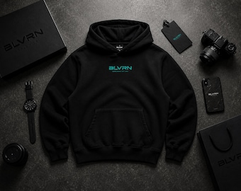 Sudadera con capucha BLVRN Heavyweight – Estilo urbano unisex de gran tamaño, CORE // 23 Estampado en la espalda