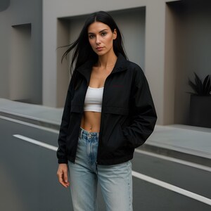 Crimson Stealth Windbreaker – Waterproof Vegan Jacket, Unisex Streetwear, Lightweight Hiking & Travel Outerwear