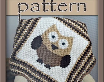 PATTERN Owl Afghan Blanket - Crochet - Instant Download