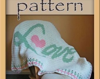 PATTERN Crochet Love Afghan version 2 PDF No. 112 - Instant Download