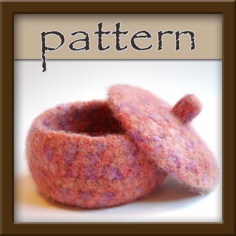 PATTERN Felted Wool Jar / Bowl with lid crochet PDF No. 102 image 1