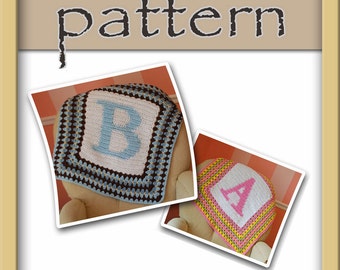 PATTERN Monogram Initial Crochet Baby Afghan with 26 letter charts - Instant Download