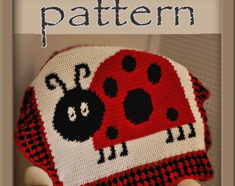 PATRON Couverture Afghane Coccinelle - Crochet - Téléchargement immédiat