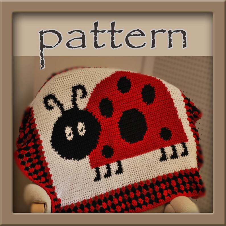 PATTERN Ladybug Afghan Blanket Crochet Instant Download image 1