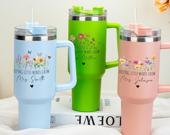 Bicchiere personalizzato per insegnanti, tazza da 40 oz con incisione a tema auto, tazza da vino personalizzata con nome, thermos per caffè freddo, regalo di ringraziamento e apprezzamento.