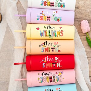 Teacher Name Tumbler, Personalized 16oz Skinny Tumbler, Custom Teacher Gift, Teacher Appreciation Week, Back To School Gift For Her