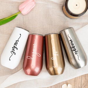 Personalized Champagne Tumbler,bridesmaid flute,Bachelorette Wine Glass Party, Tumbler with Lid, Wedding Gift, Bridesmaid Gifts for Her