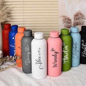 Personalized Stainless Steel Water Bottle,Bridesmaid Tumbler,Drink Bottle,Insulated Bottle,Wedding Gifts,Custom Cup with Lid,Bottle for Gym