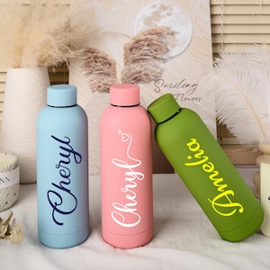 Custom Water Bottle,Gym & Office Bottle,Bridesmaid Gifts,Personalized Customizable Name Tumbler,17oz Stainless Steel Travel Cup,Wedding Gift