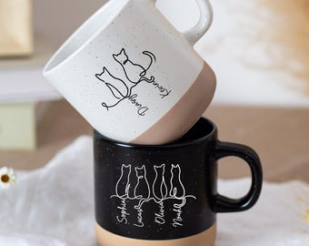 Cute Cat Line Art - Personalized Pet's Name Mug, Custom Pet Mugs, Cat Mom, Personalized Cat Dad Mug, Pet/ Cat Lover Coffee Cup, Pet Owner