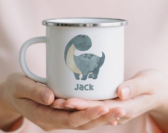 Personalized Dinosaur Enamel Cup, Custom Children's Camping Mug