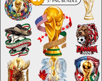 Paquete PNG de la Copa Mundial 2026, Gráficos de fútbol de EE. UU., México y Canadá,