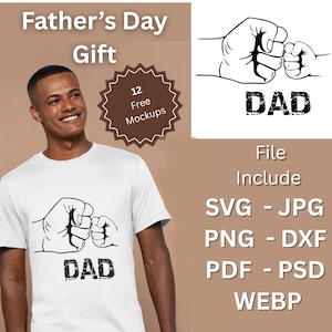 Father&#39;s Day Fist Bump Set Png, Dad Fist Bump Svg, Father&#39;s Day Design, Baby Toddler Kid Dad Fist Bump, customized name SVG, Family SVG
