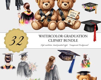 Watercolor Graduation Clipart, class of 2026, senior 2026 svg, Watercolor Clipart, senior mom 2026, 2026 graduation,