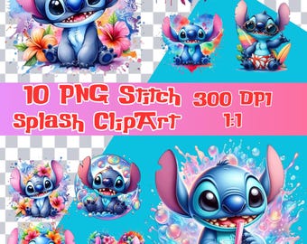 Imágenes prediseñadas de Lilo y Stitch, Stitch PNG, imágenes prediseñadas de Stitch, descarga digital de Stitch, imágenes prediseñadas de Stitch para la vuelta al cole