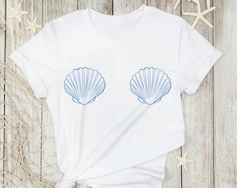 Shell shirt | Summer T-shirt | Beach shirt | Shell bra | Women&#39;s T-shirt | Shell motif