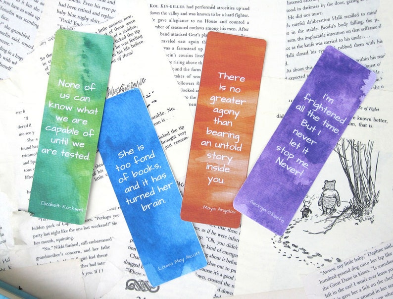 watercolor quote printable bookmarks set of 4 instant etsy