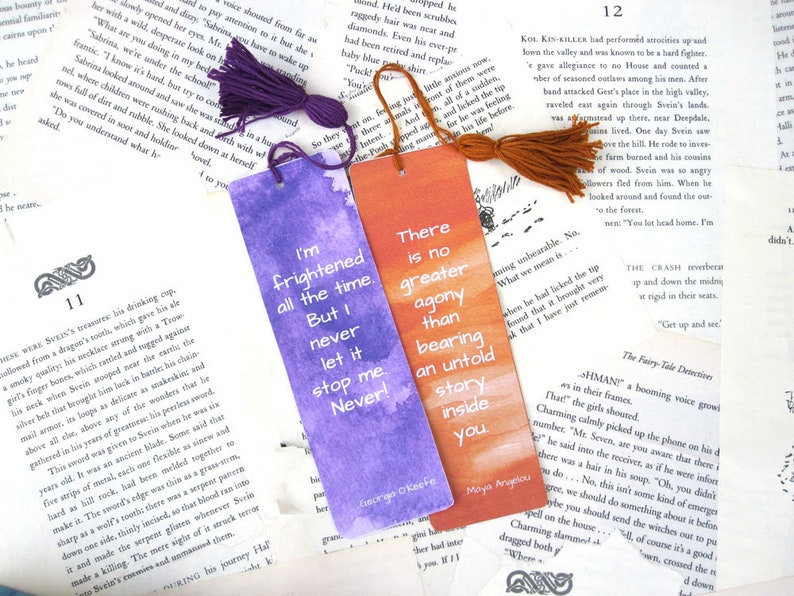 watercolor quote printable bookmarks set of 4 instant etsy