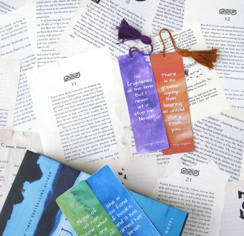 watercolor quote printable bookmarks set of 4 instant etsy