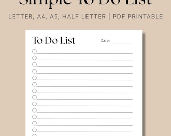 Minimalist To Do List Printable: Daily Task Planner (Digital Download)
